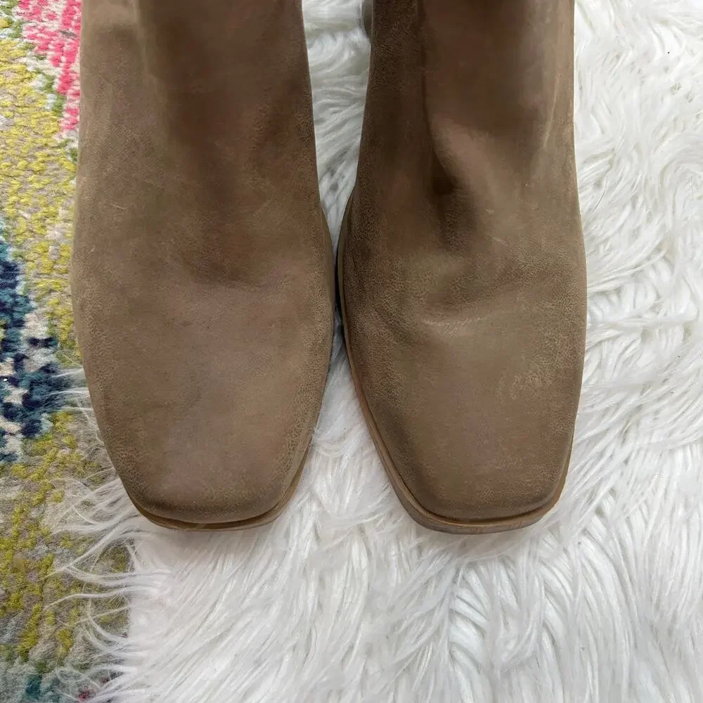 MIA Brown Heeled Ankle Boot Bootie 9.5 Neutral Square Toe Block Heel